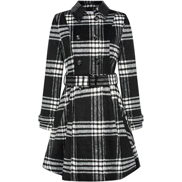 💫 Women Black Classic Trench Coat Double Breasted Button Belted Pockets Peacoat